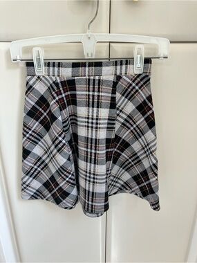 Altar'd State Black, White & Burgundy Plaid Skater Skirt